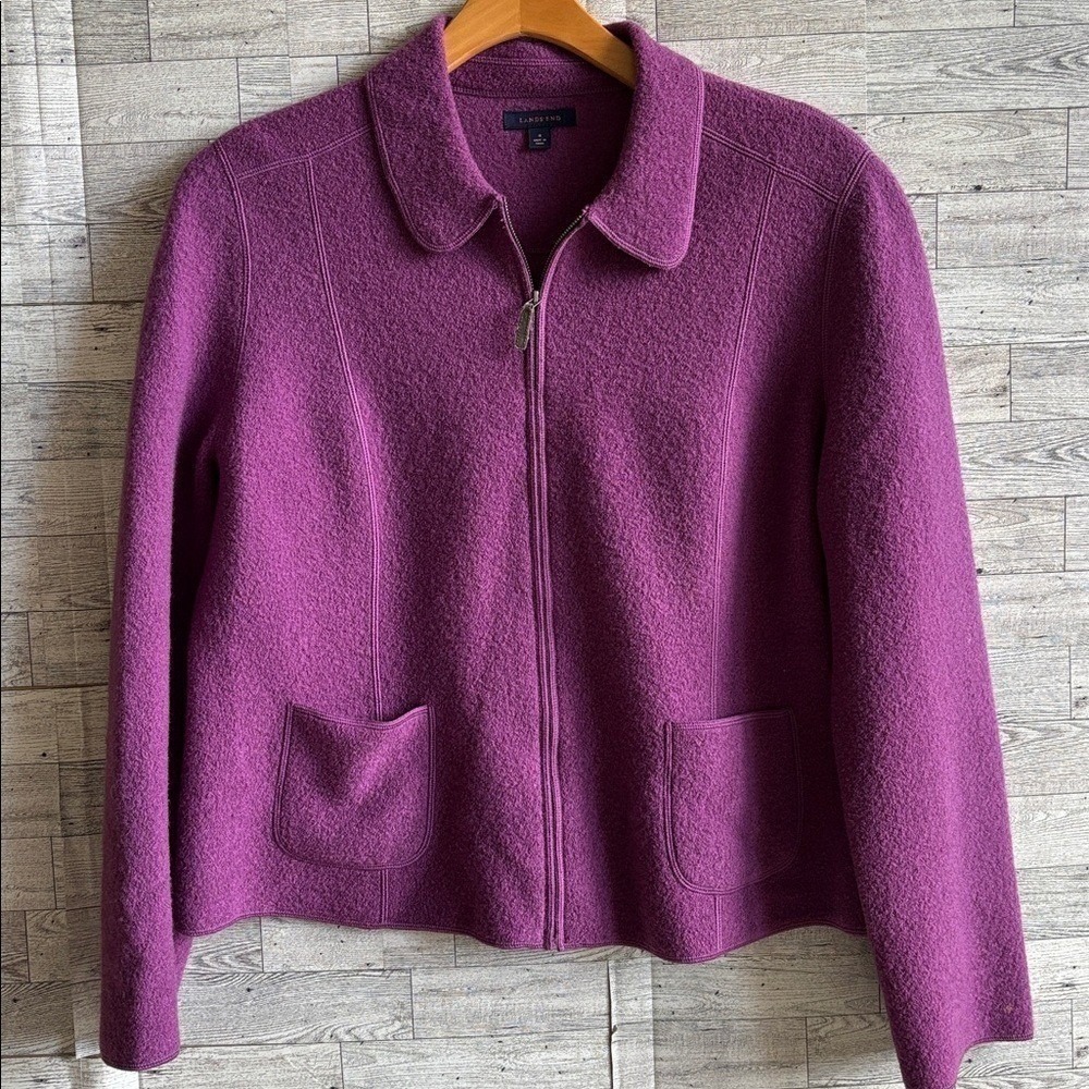 LANDS END Wool Purple Jacket Coat Blazer cardigan sweater‎ cabincore gorpcore
